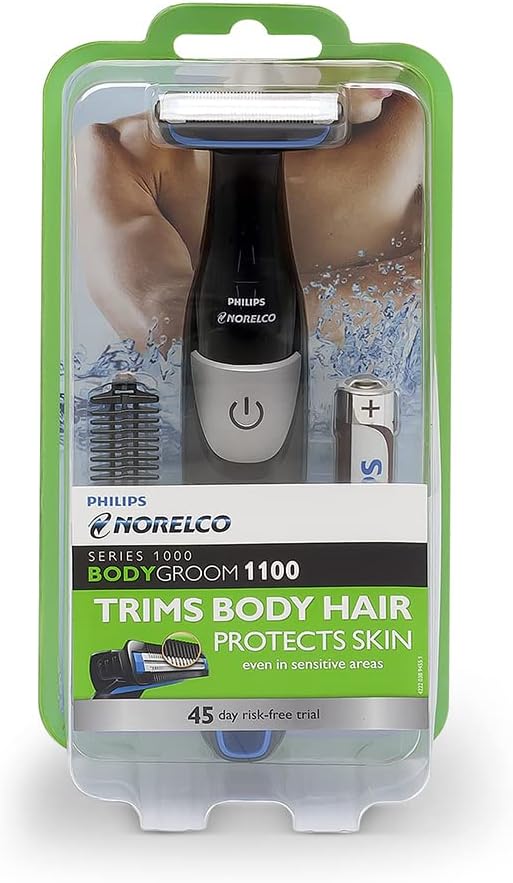 Philips Norelco Bodygroom Series 1100, BG1026/60, Showerproof Body Hair Trimmer and Groomer for Men