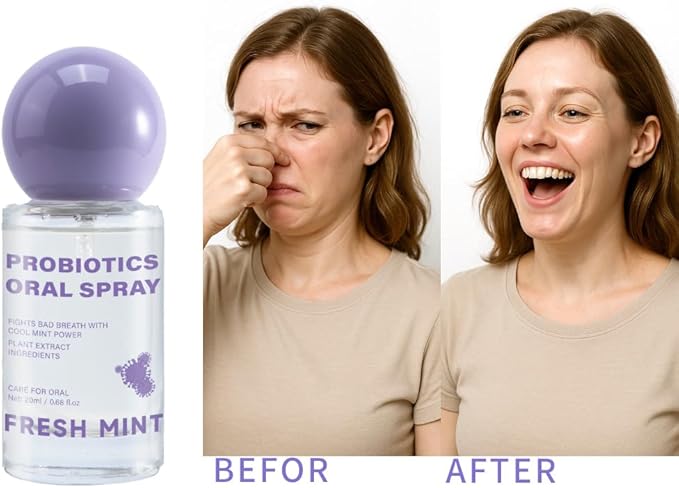 Probiotic Oral Spray for Long-Lasting Freshness, Oral Spray with Probiotics for Breath Care, Gentle, Convenient Travel-Sized Breath, 20ml/0.68oz*2Pcs