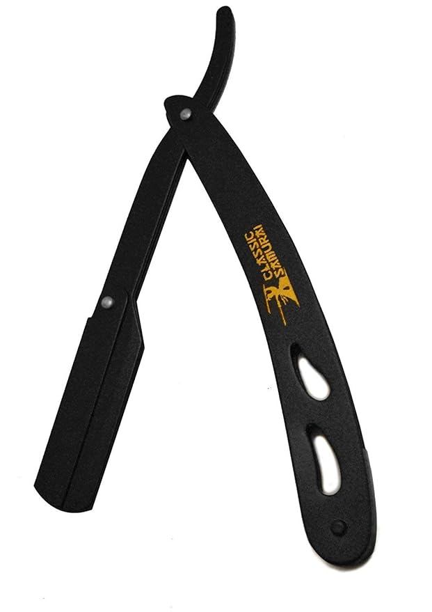 CS102 + CS Matte Black Professional Barber Straight Edge Shaving Razor 2 pcs for Men + 100 Lord Platinum single edge Razor Blades