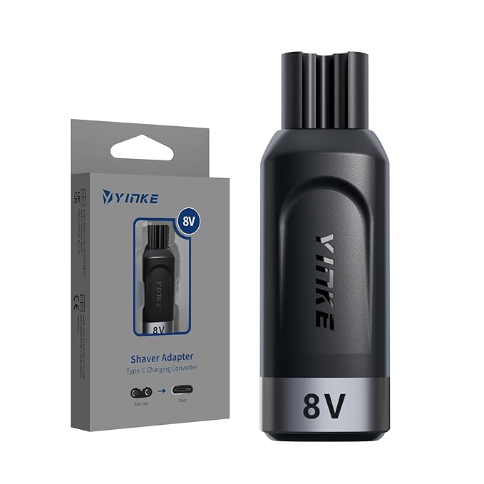 Yinke 8V HQ850 Type-C Shaver Charger Adapter Charging Converter for Philips Norelco Oneblade QP2630 QP2530, USB-C Electric Shaver Power Replacement Adapter Power Converter Without Charger Cord, 1PC