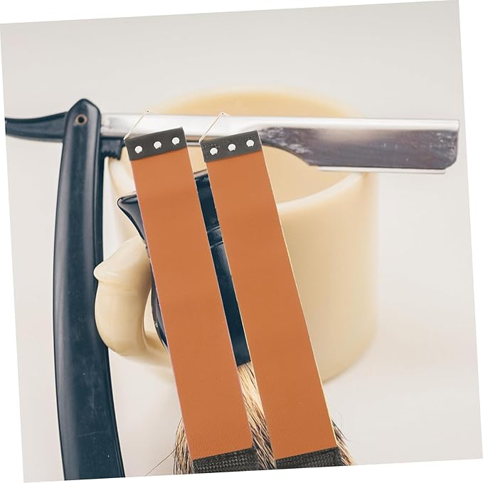 Double-sided Razor Strop 2pcs Stainless Steel Sharpening Strap Genuine Leather Convenient Home Use Shaver Sharpening Tool for Men Random Color