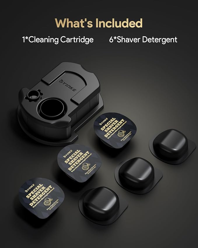 Yinke Reusable Cleaning Cartridge with 6 Pack Refill Cleaning Concentrate Capsules for Braun Clean & Renew CCR, Replacement Shaver Cleaner Solution for Clean&Charge Cleaning System, (6+1 Set)