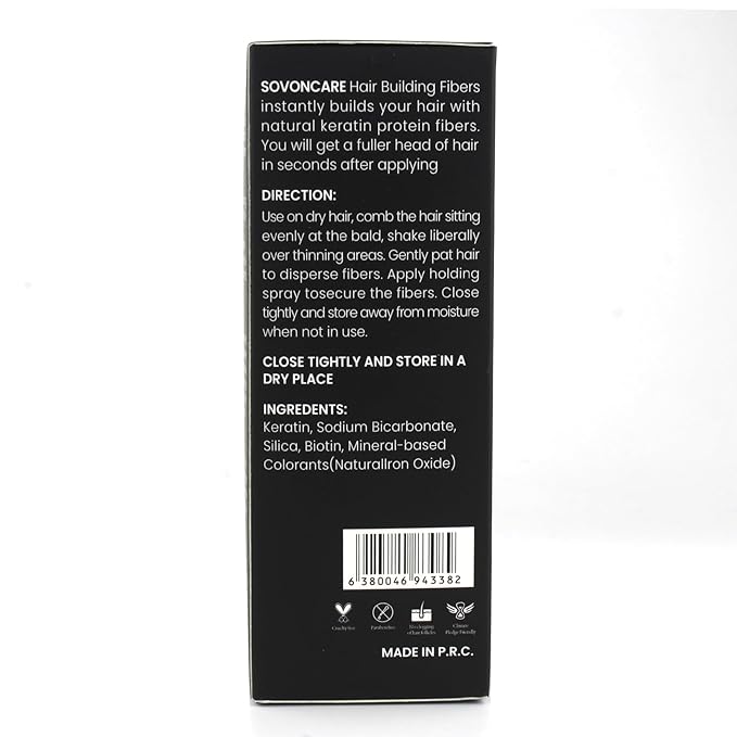 SOVONCARE Hair Fibers for Thinning Hair Dark Brown, Hair Building Fibers for Bald Spots Undetectable & Natural, Conceals Hair Loss, Fill In Fine Hair Powder Hair Thicker Instantly for Women & Men 28g