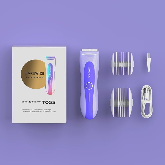 Bikini Trimmer for Women, Electric Shaver for Women | LED Light, IPX7 Waterproof, USB-C Rechargeable, Ceramic Blade | Electric Razors for Women, Pubic Hair Trimmer Women (Violet Haze)