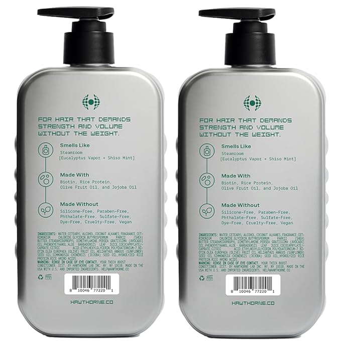 Hawthorne Thick Boost Conditioner For Men. Mens Conditioner For Thinning Hair With Biotin, Rice Protein & Vitamin E. Weightless Formula For Strong, Silky Hair. Sulfate & Paraben Free. 16 fl oz 2-Pack.