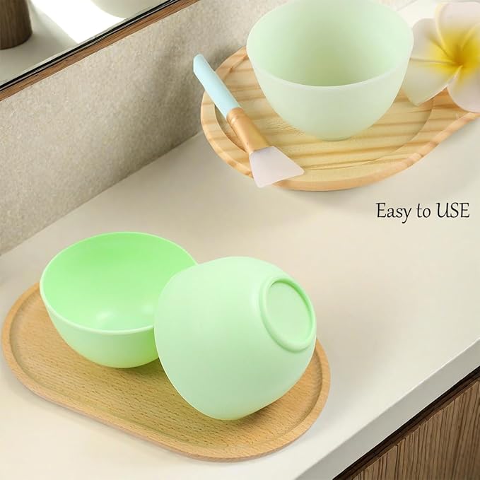 6 Pack Silicone Face Mask Mixing Bowls - Microwave & Freezer Safe, Non-Stick Esthetician Bowls for DIY Skincare, Clay Masks, Hair Color, 3.3-inch Esthetician Supplies(Green-6Pcs)