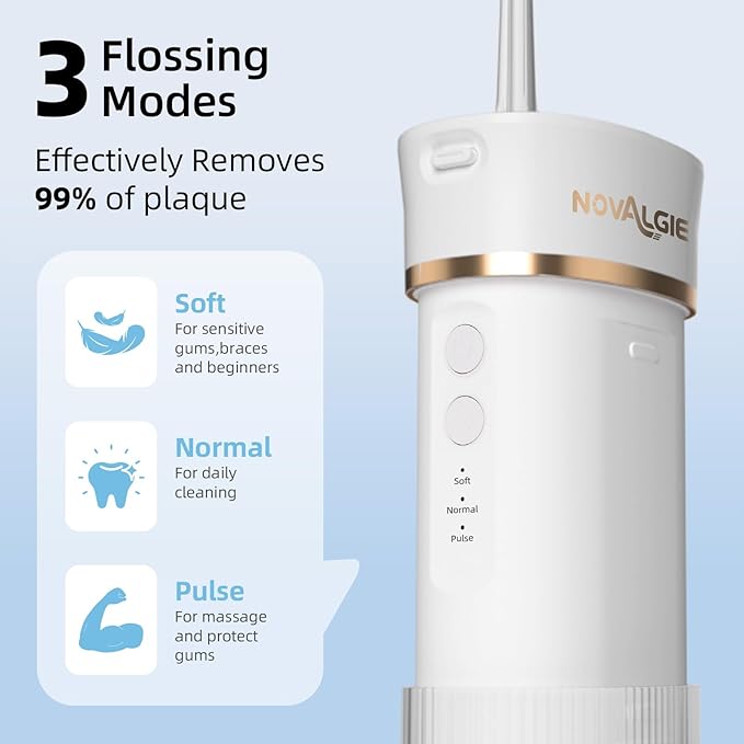 Portable Travel Water Dental Flosser: Mini Cordless Oral Irrigator with Telescopic 180ML Tank 3 Mode 5 Nozzles, IPX7 Waterproof Teeth Cleaner for Braces, Orthodontic, Sensitive Gums Home