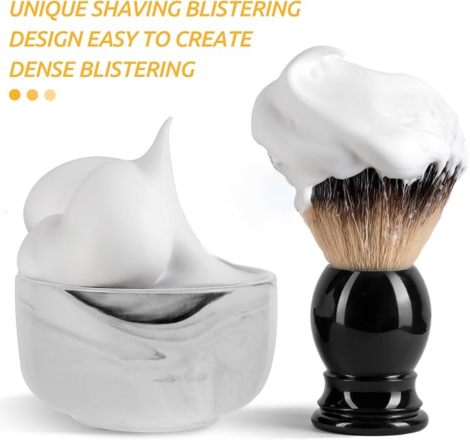 DOITOOL Porcelain Shave Soap Bowl for Men, Deep Multi-use Shaving Foaming Cup with Marble Pattern, Random Grain, Suitable for Shaving Cream Lathering and Storage