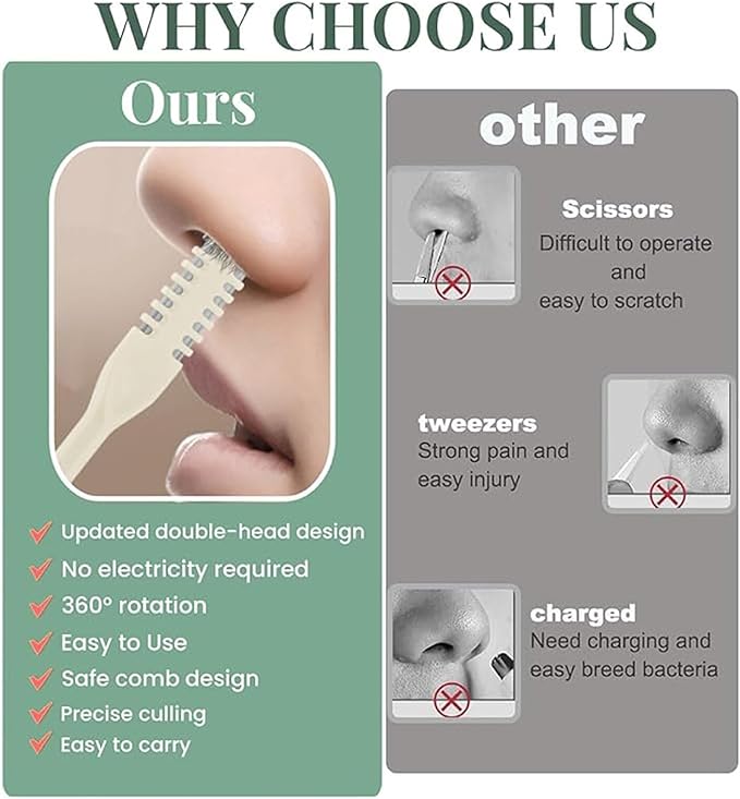 12Pcs Nose Hair Trimmer,2-in-1 Nasal Hair Cutter,Upgraded Manual 360° Rotating Nostril Hair Removal Tool Double Sided Nose Hair Blade for Women Men Personal Cleaning