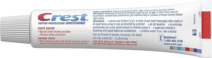 Crest Tartar Protection Whitening Cool Mint Paste Anticavity Toothpaste 8.2 Ounce Tube (Pack of 4)