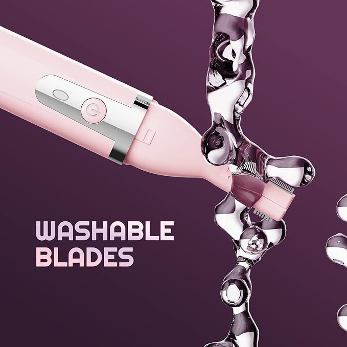 Eyebrow Trimmer Electric Eyebrow Razor for Women, Rechargeable Facial Hair Shaver Painless Detail Trimmer with Rinseable Blade for Face Neck Lips (Pink)