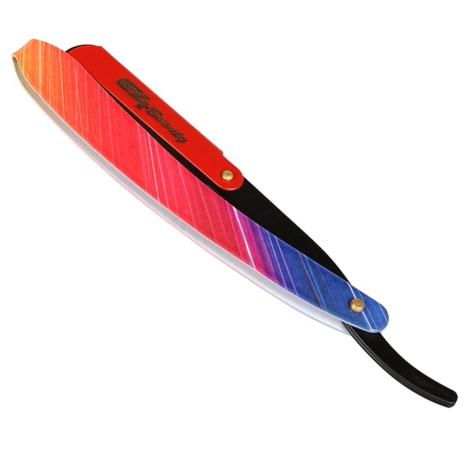 G4 Stainless Steel Straight Edge Barber Shaving Razor Blade for Close Shaving Men Replaceable Blades (Rainbow)