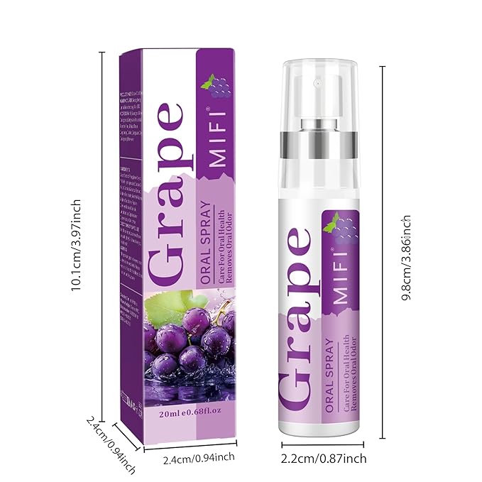 Oral Spray for Bad Breath and Dry Mouth,Mouth Spray Breath Fresheners, Sugar-Free,Fights Bad Breath for Adults, Portable Long Lasting,Dry Mouth Spray (Grape flavor*2Pack)