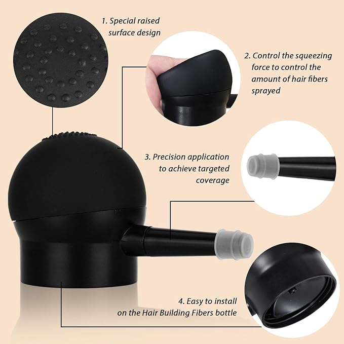 Hair Thickening Fibers & Pump Applicator Set Professional 3-in-1 Hair & Beard Styling Set - Hair Fibers Barber Enhancement Spray for Mens Hair&Beard - Hairline Enhancer&Volumizing Spray(Medium Brown)