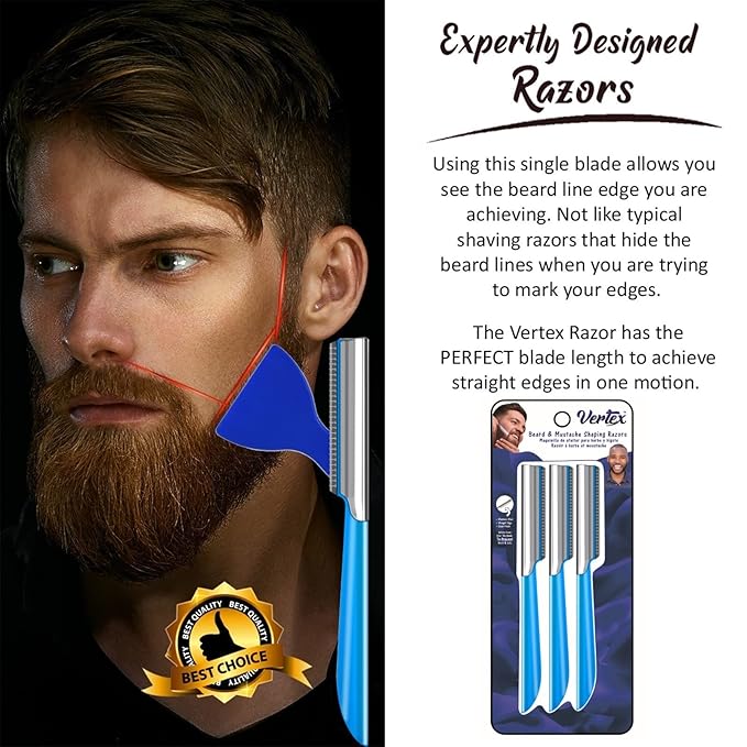 Beard Shaping Razor Tool Mustache Straight Edge Travel Razors Stainless Steel For Eyebrow Grooming Kit Trimmer Blade For Men Bag Use After Black Color Dye Balm Oil Wash Replacement Disposable Clippers