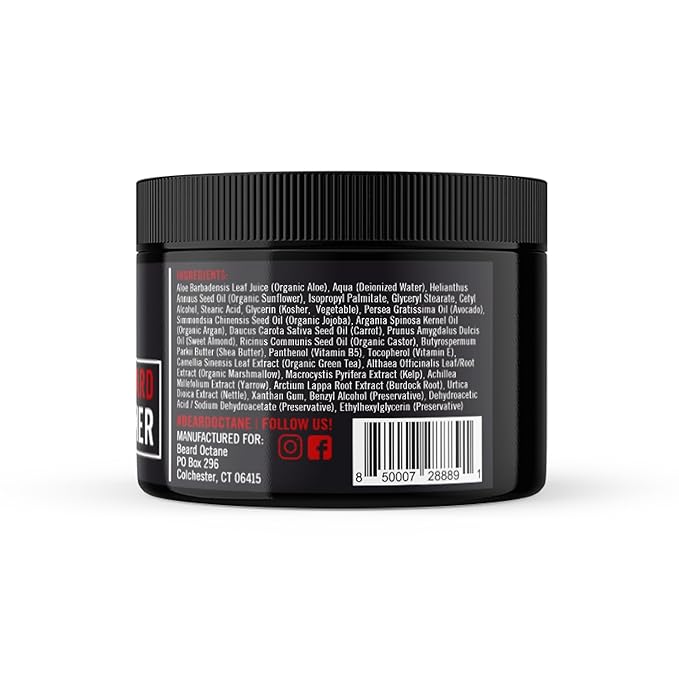 Beard Octane: Neutral Leave In Beard Conditioner w/Argan & Aloe Vera - 4 oz - Unscented - Soften & Moisturize Damaged Beards - Made in USA
