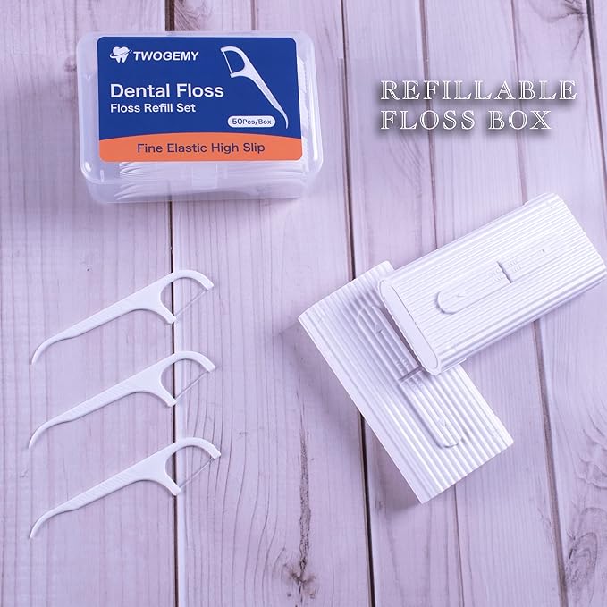 Dental Floss, 2 Pack 10 Count and 50 PCS/Box, Total Package of 70 Picks Adult Floss in Set Meal. The Perfect Portable Flossing Travel Set for Cleaning Teeth and Oral Care. (White 2+1)