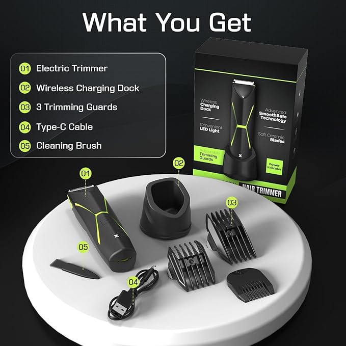 Electric Body Hair Trimmer for Men: Manscape Cordless Ball Body Shaver with Ceramic Blade Waterproof Pubic Hair Groomer Manscaping Rechargeable Wet/Dry Grooming Use for Chest Groin Legs Armpits Travel