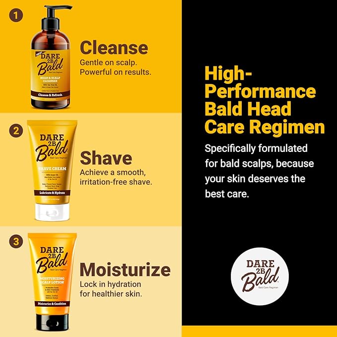 high time Dare 2B Bald Head & Scalp Cleanser | Bald Head Shampoo with Tea Tree Oil, Mint & Green Tea Extract | Bald Scalp Moisturizer and Exfoliator for Men - 8 FL OZ