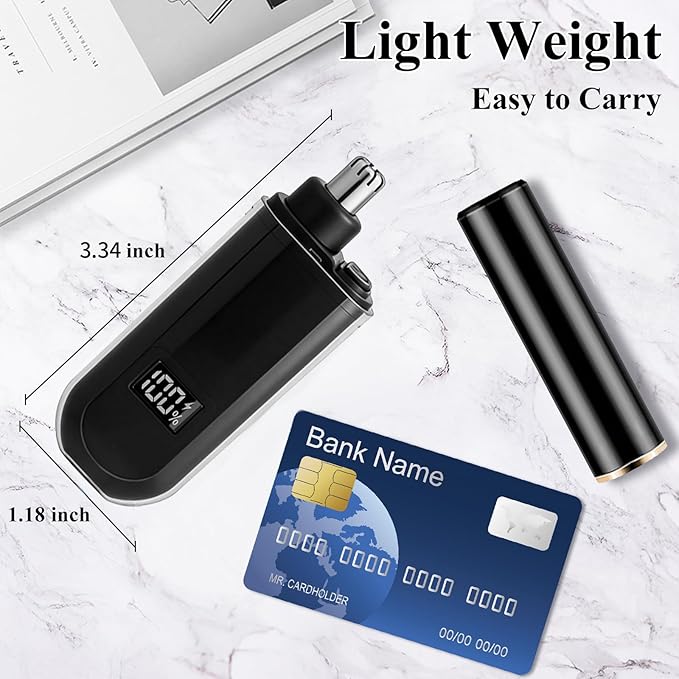 Yunmiss Portable LED Dsiplay Nose and Ear Trimmer Clipper for Men Women,2026 Professional Nose Hair Trimmer with Powerful Motor and Dual-Edge Blades for Smoother Cutting Mini Travel Size