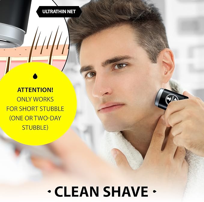 Rechargeable Mini Portable Electric Shaver - Pocket Size Washable Electric Razor - Travel Mini Razor - Men's Electric Razor - USB Travel Shaver - Electric Razor for Men - Travel Electric Razor