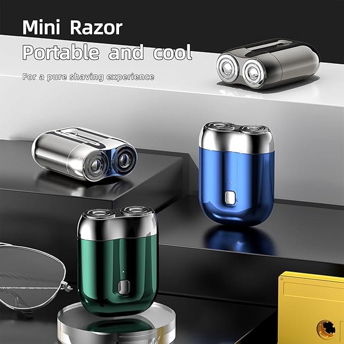 New Model Mini Dual-Head Electric Shaver, Upgrade Pocket Shaver, Washable Double Head Razor, USB Electric Mini Portable Razor, Rechargeable Waterproof Compact Electric Shaver(Four Color) (Green)