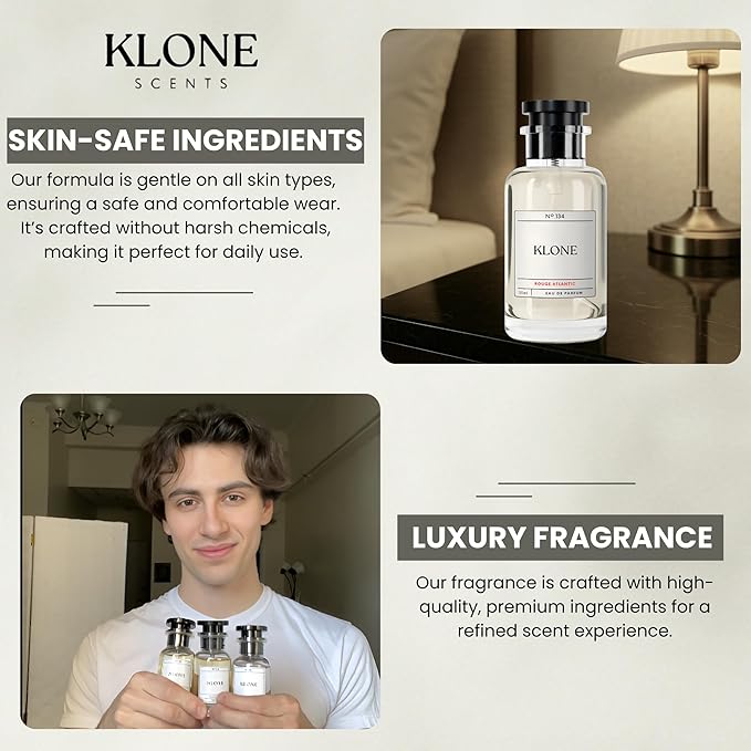 Rouge Atlantic Eau de Parfum Scents (50ml) - Long Lasting Cologne for Men Inspired by Rouge - Skin Friendly Perfume for Men with Notes of Saffron, Cedarwood & Oakmoss - Paraben Free