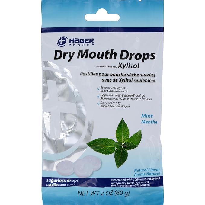 Hager Pharma Dry Mouth Drops Mint 26 Ct