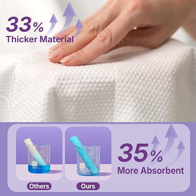 100% Cotton Disposable Face Towels 120 Count, Soft Cotton Tissue for Sensitive Skin, Makeup Remover Dry Wipes, Lint Free Facial Cleansing Cloths for Baby & Adult, Hanging Bag