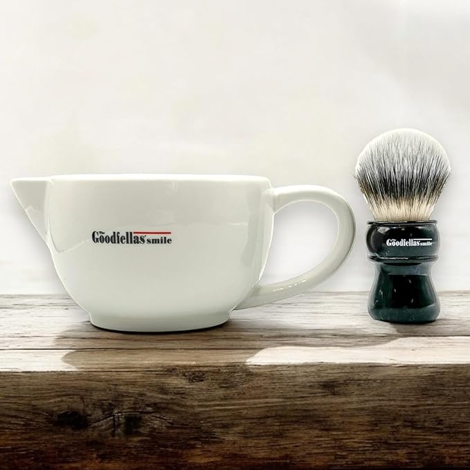 The Goodfellas' smile Scuttle Shave Mug (WHITE) - Ceramic, Shaving Bowl That Keeps Lather Rich & Hot, Handmade Shave Bowl, Get a Barbershop Hot Shave At Home Daily, Great Gift