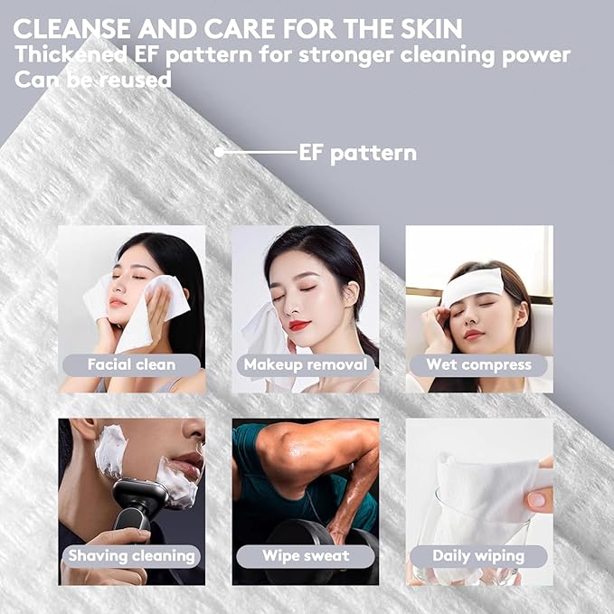 RGBB Clean Face Towels 10"×12", Disposable, Ultra-Absorbent, Hypoallergenic & Soft Makeup Remover Dry Wipes, Pamper Your Face, Hygienic Towelettes, for All Skin Types(200 Count)