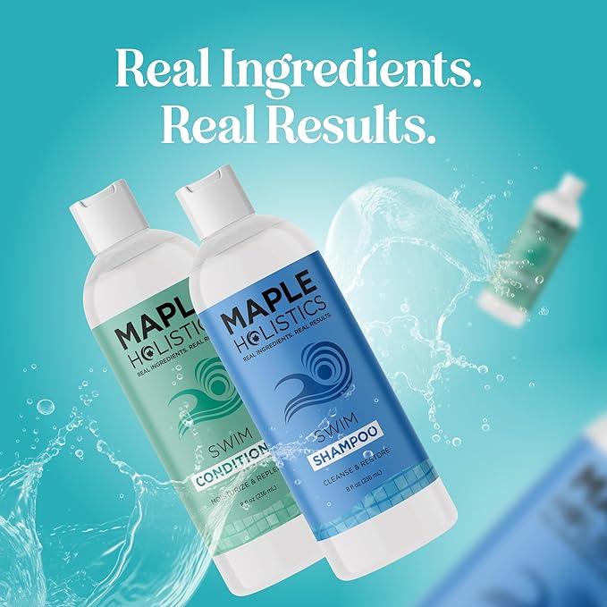 After Swim Shampoo and Conditioner Set - Chlorine Shampoo and Conditioner for Swimmers with Tea Tree and Rosemary Oil - Clarifying Shampoo for Hard Water Chlorine and Saltwater with Replenishing Oils
