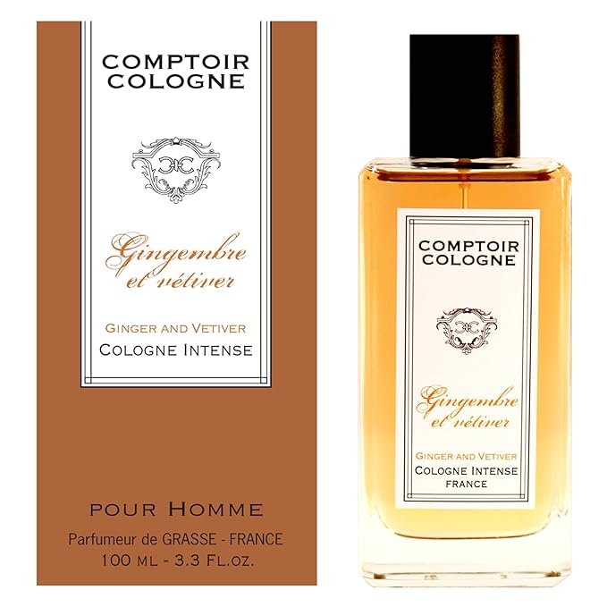 Ginger and Vetiver Intense - Sparkling Top Notes of Bergamot Mixed with Spicy Peppery Notes - Long-Lasting Mens Cologne - 3.3 oz