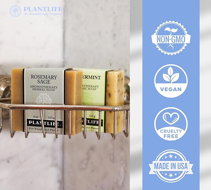 Plantlife Lemongrass & Lavender Bar Soap Bundle of 2 - Moisturizing and Soothing Soap for Your Skin - Hand Crafted Using Plant-Based Ingredients - Made in California 4oz Bar