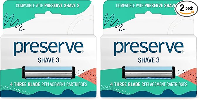 Preserve Shave 3 Replacement Cartridges for Preserve Shave 3 Razor, 4 Count (Pack of 2)
