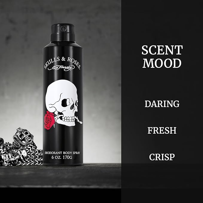 Ed Hardy Skulls & Roses Men's Deodorant & Fragrance Body Spray, 6 oz