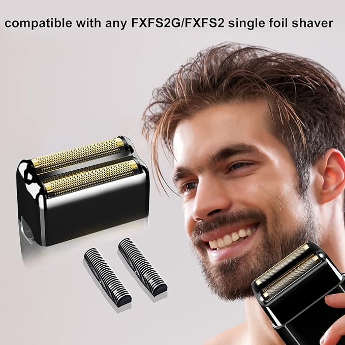 Professional Replacement Foil and Cutters for BaBylissPRO Barberology Double Foil Shaver, Compatible with BaBylissPRO Barberology FXFS2 Shaver (black)