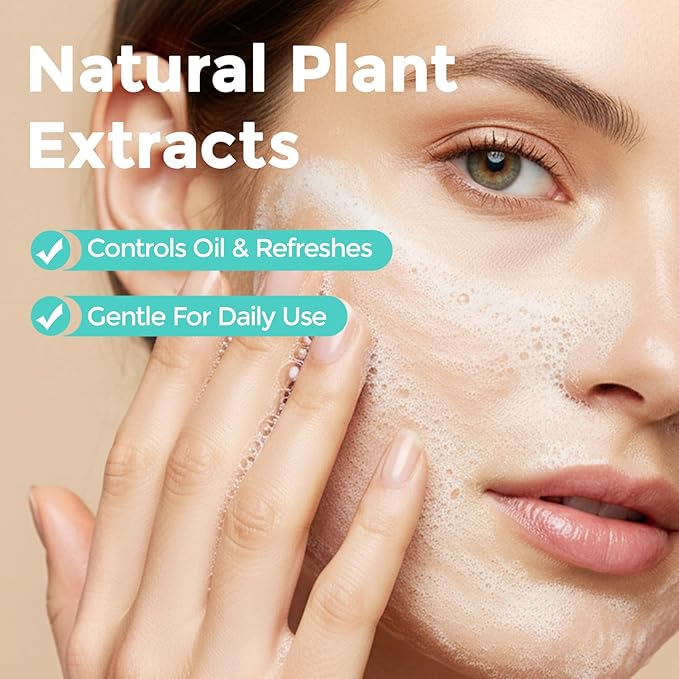 matern'ella Cleansing Gel Oil-control Mild Facial Cleanser, Plant Extract Hydrating Daily Use Face Wash for Women & Men Safe For Sensitive Skin, no Stripping 13.4 Oz