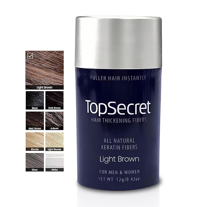 Top Secret Hair Thickening Building Fibers Refills - Undetectable & Natural Hair Filler - for Men & Women - Instantly Fill In Fine Thinning Hair - Weather & Sweat Resistant (Light Brown, Regular)