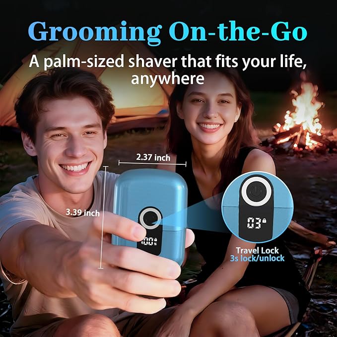 Electric Foil Shaver for Men: Mini Electric Razor for Face/Beard - 3 Floating Blades Cordless Razor with LED Display - IPX7 Waterproof Wet Dry Shaving for Travel & Home, USB Type C