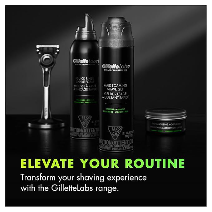 GilletteLabs Rapid Foaming Shave Gel for Men, 7oz (Pack of 2)