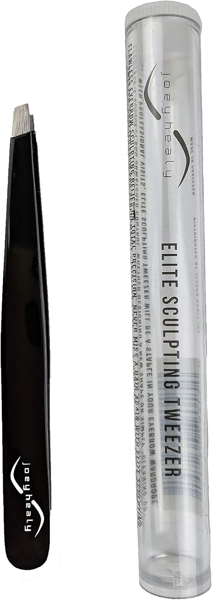Joey Healy Elite Sculpting Tweezer, Pro-Performance Stainless Steel Eyebrow Tweezer, Angled Tip for Precise Brow Shaping, Protective Travel Case