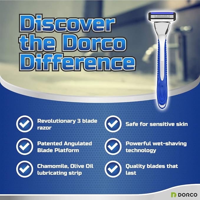 Dorco Pace 3 - Three Razor Blade Shaving System- Value Pack (10 Cartridges + 1 Handle)