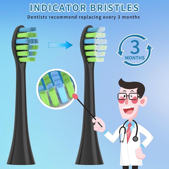 10 Pack Toothbrush Replacement Heads Compatible with 7AM2M AM100/AM105/AM110 Electric Toothbrush, Soft Brush Bristles, Black