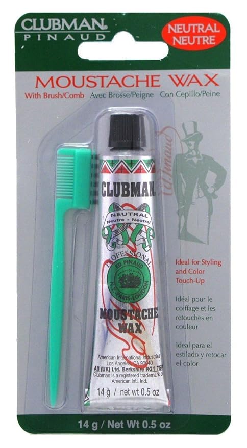 Clubman Moustwax with Brush, White (Neutral)