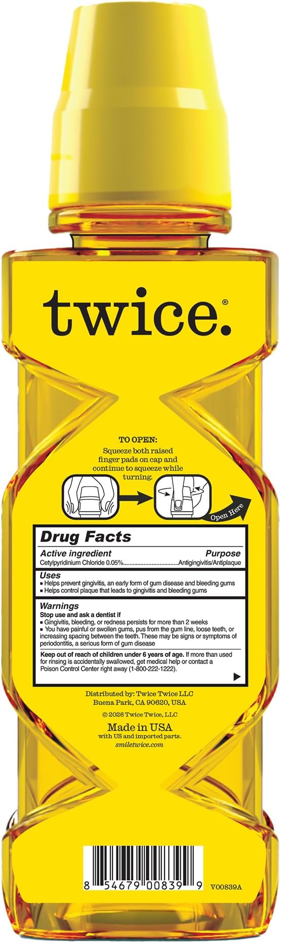 Twice Gum Shield Antigingivitis Mouthwash with 0.05% CPC – Alcohol & Fluoride-Free Oral Rinse to Help Prevent Gingivitis & Control Plaque, Shield Mint, 20 Fl Oz (Pack of 2)