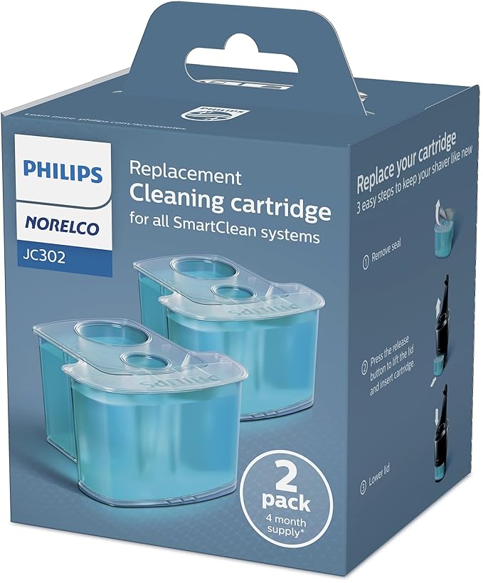 Philips Norelco Cleaning Cartridges for SmartClean System,JC302/52,2 Count (Pack of 3)