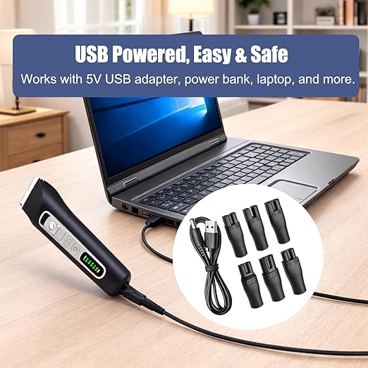 Shaver Trimmer Charger Cord Replacement,Compatible with Electric Hair Clippers, Beard Trimmers Charger, Shavers, Beauty Instruments. – 7-in-1 USB to DC 5V Charging Cable 6 Charging Tips