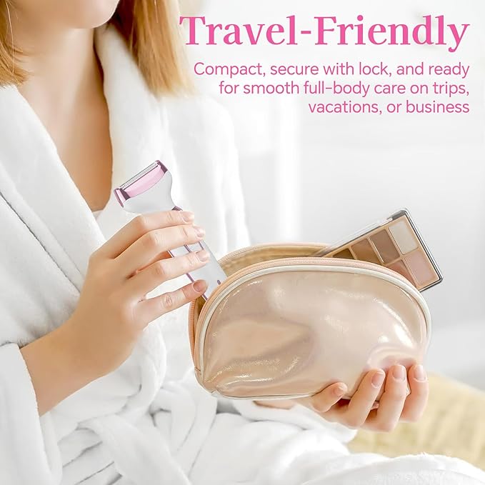 Women's Electric Shaver 4-in-1 - Waterproof Painless Hair Remover for Bikini, Face & Body, Cordless Wet/Dry Trimmer with Nose & Eyebrow Heads, Fast USB-C Charging, Gift for Women