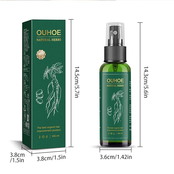 Hair Growth Spray, OUHOE Tonico Para Crecimiento Del Cabello, Natural Herbs Ginseng Hair Tonic, Generic Stronger and Hair Thickening, Non-greasy Nourishing Hair Mist for Women & Men (2Pcs)